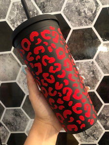 Cheetah Matte Glitter Tumbler