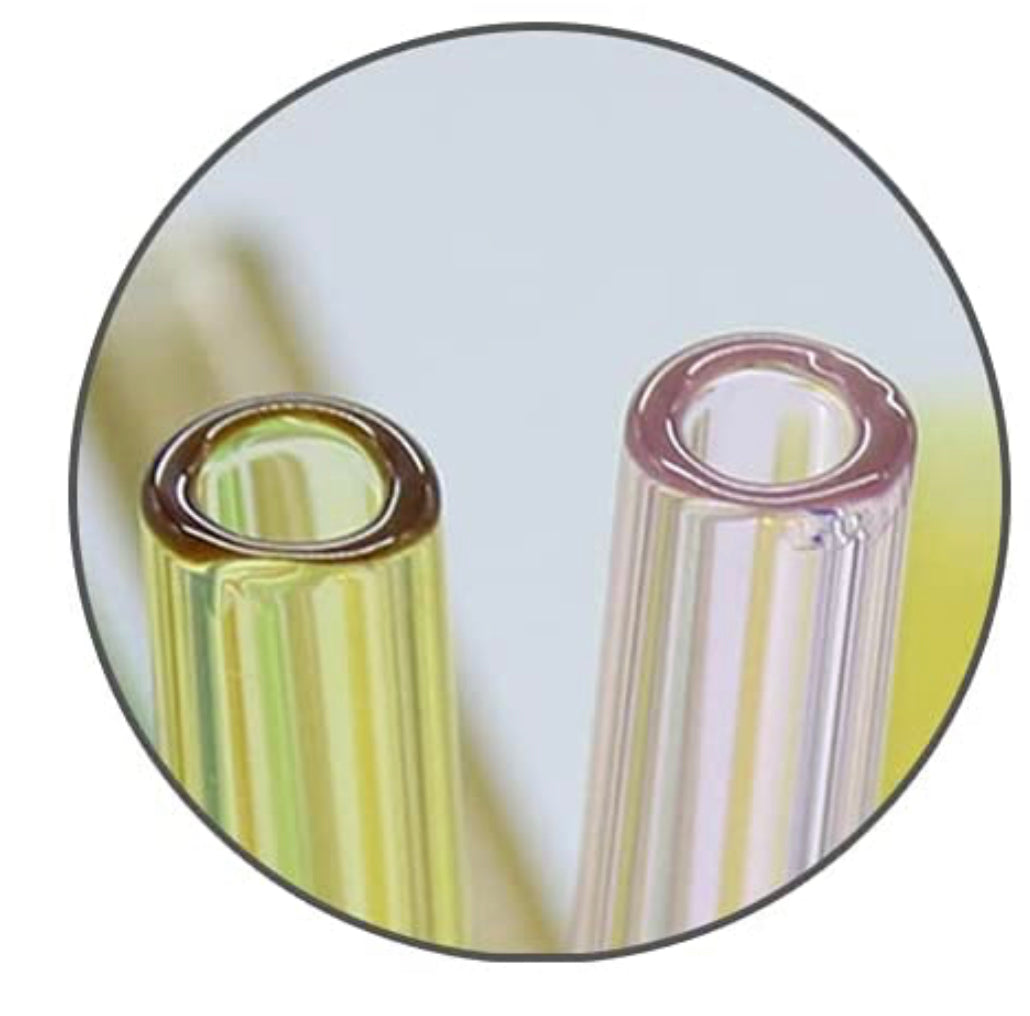 Glass straw curved pink