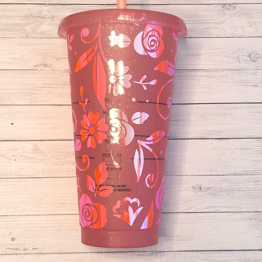 Limited Edition Starbucks Glitter Floral Cup