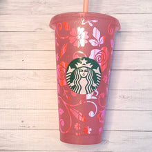 Load image into Gallery viewer, Limited Edition Starbucks Glitter Floral Cup
